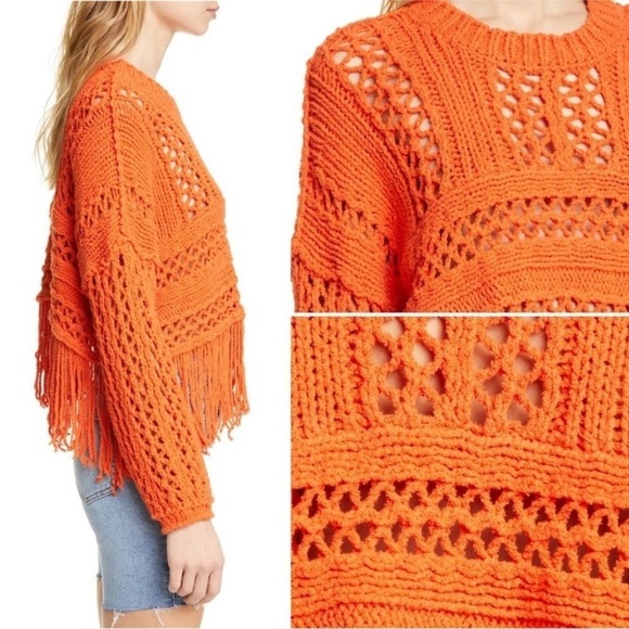 NWT Free People Fringe Crop Sweater - size XS - Picture 4 of 8